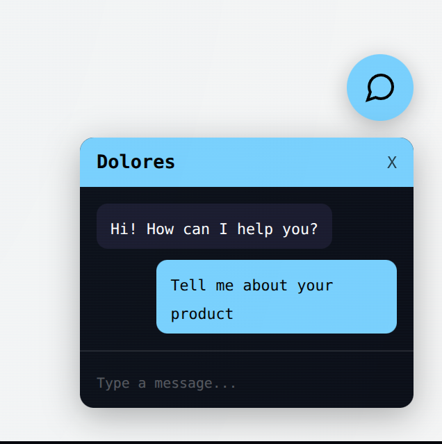 Dolores chat widget answering a customer question